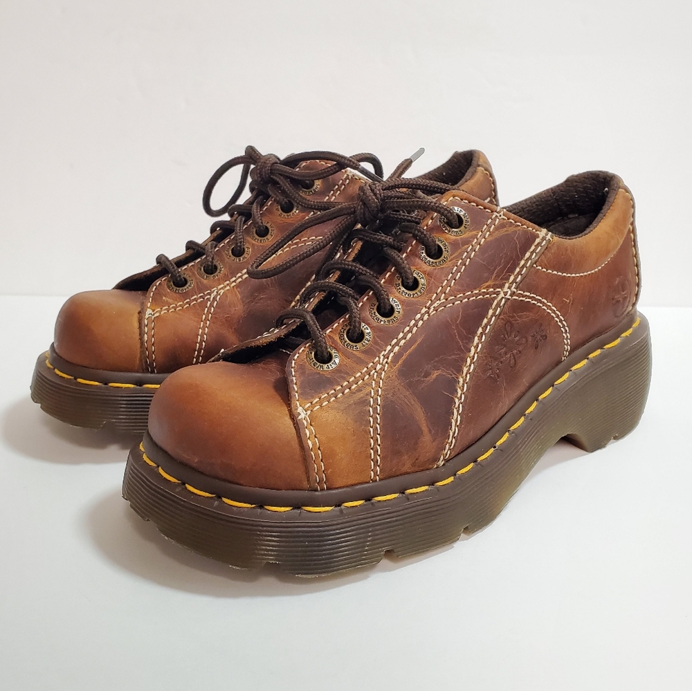 Dr. Martens Daisy Floral Chunky Platform Oxfords 12283 sz 6 Rare